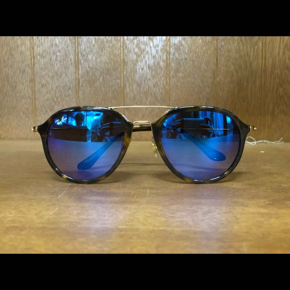 Reflective Blue Lens Tortoise Ray-bans